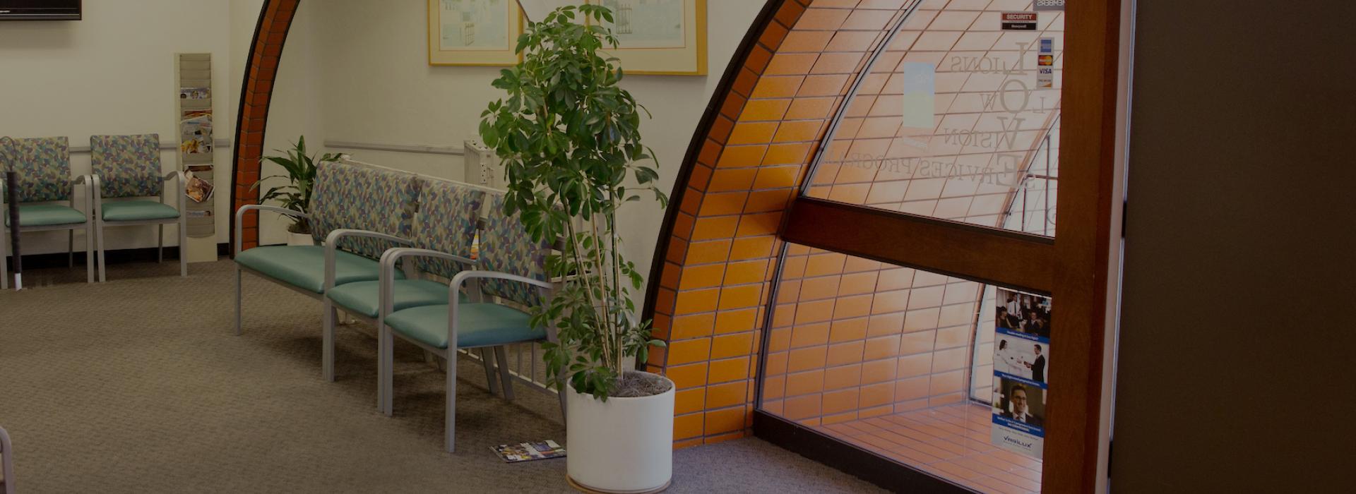 Inside the patient waiting room of University Eye Center Los Angeles